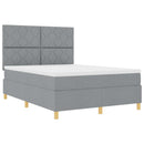 vidaXL Boxrugós ágy fejtámlával Világosszürke 140 x 190 cm szövet