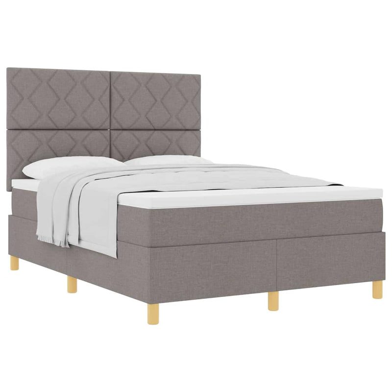 vidaXL Boxrugós ágy fejtámlával Tópszínű 140 x 190 cm szövet