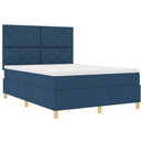 vidaXL Boxrugós ágy fejtámlával Kék 140 x 190 cm szövet