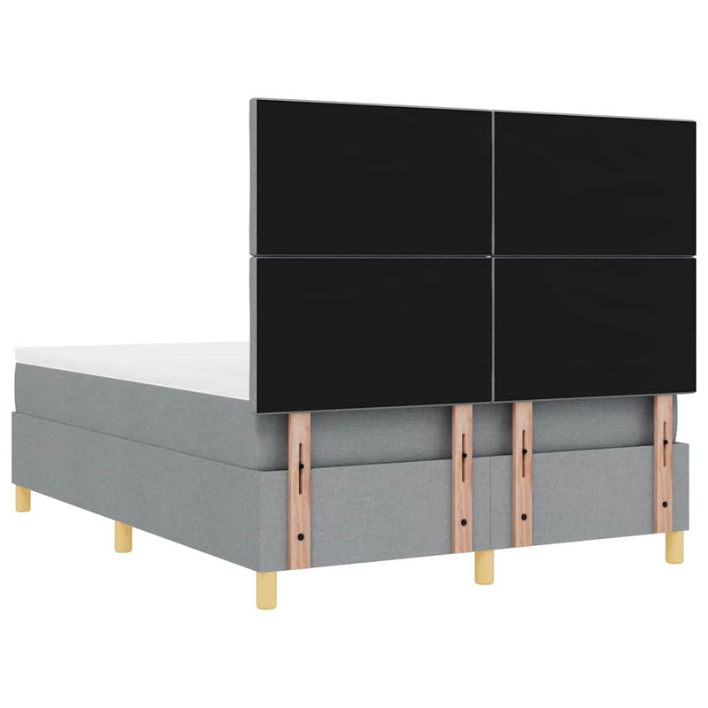 vidaXL Boxrugós ágy fejtámlával Világosszürke 140 x 200 cm szövet