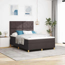 vidaXL Boxrugós ágy fejtámlával Sötét Barna 140 x 200 cm szövet