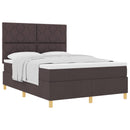 vidaXL Boxrugós ágy fejtámlával Sötét Barna 140 x 200 cm szövet