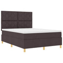vidaXL Boxrugós ágy fejtámlával Sötét Barna 140 x 200 cm szövet