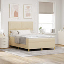 vidaXL Boxrugós ágy fejtámlával Krém 160 x 200 cm szövet