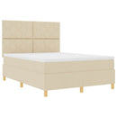 vidaXL Boxrugós ágy fejtámlával Krém 160 x 200 cm szövet