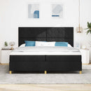 vidaXL Boxrugós ágy matracmal fejtámlával Fekete 200 x 200 cm szövet