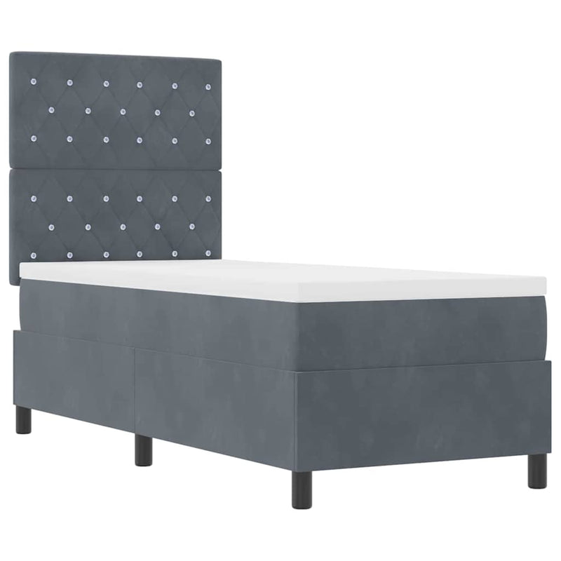 vidaXL Boxrugós ágy matracmal Sötétszürke 80 x 200 cm Bársony