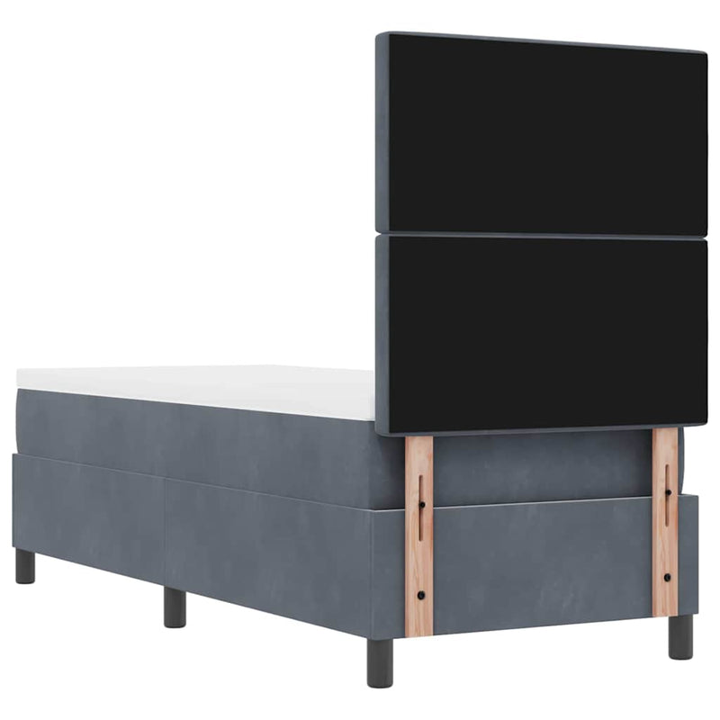 vidaXL Boxrugós ágy matracmal Sötétszürke 80 x 200 cm Bársony