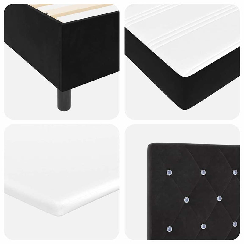 vidaXL Boxrugós ágy matracmal fejtámlával Fekete 80 x 200 cm Bársony