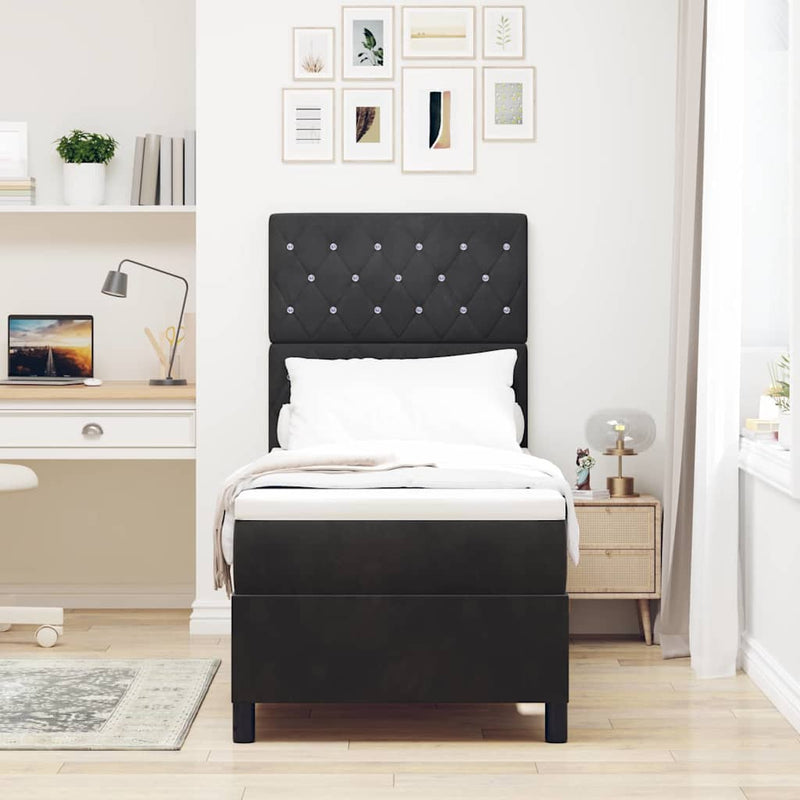 vidaXL Boxrugós ágy matracmal fejtámlával Fekete 80 x 200 cm Bársony