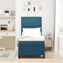 vidaXL Boxrugós ágy matracmal Sötét kék 80 x 200 cm Bársony