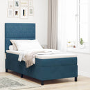 vidaXL Boxrugós ágy matracmal Sötét kék 90 x 190 cm Bársony