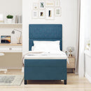 vidaXL Boxrugós ágy matracmal Sötét kék 90 x 190 cm Bársony