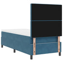 vidaXL Boxrugós ágy matracmal Sötét kék 90 x 190 cm Bársony