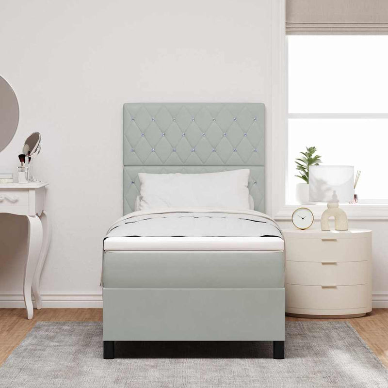 vidaXL Boxrugós ágy matracmal Világosszürke 90 x 200 cm Bársony