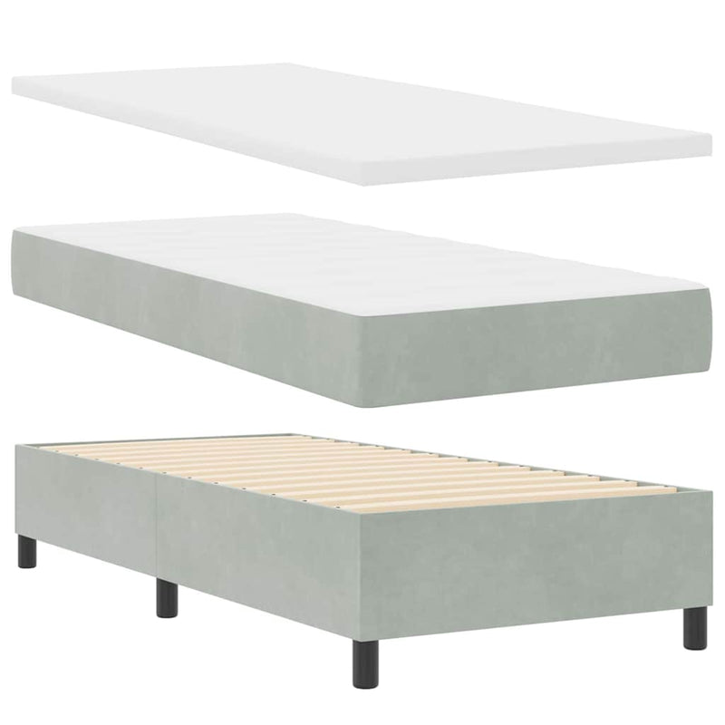 vidaXL Boxrugós ágy matracmal Világosszürke 100 x 200 cm Bársony