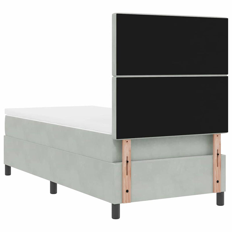 vidaXL Boxrugós ágy matracmal Világosszürke 100 x 200 cm Bársony