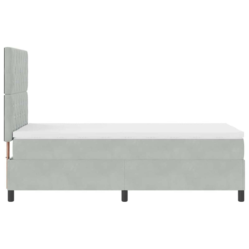vidaXL Boxrugós ágy matracmal Világosszürke 100 x 200 cm Bársony