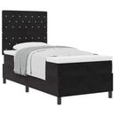 vidaXL Boxrugós ágy matracmal fejtámlával Fekete 100 x 200 cm Bársony