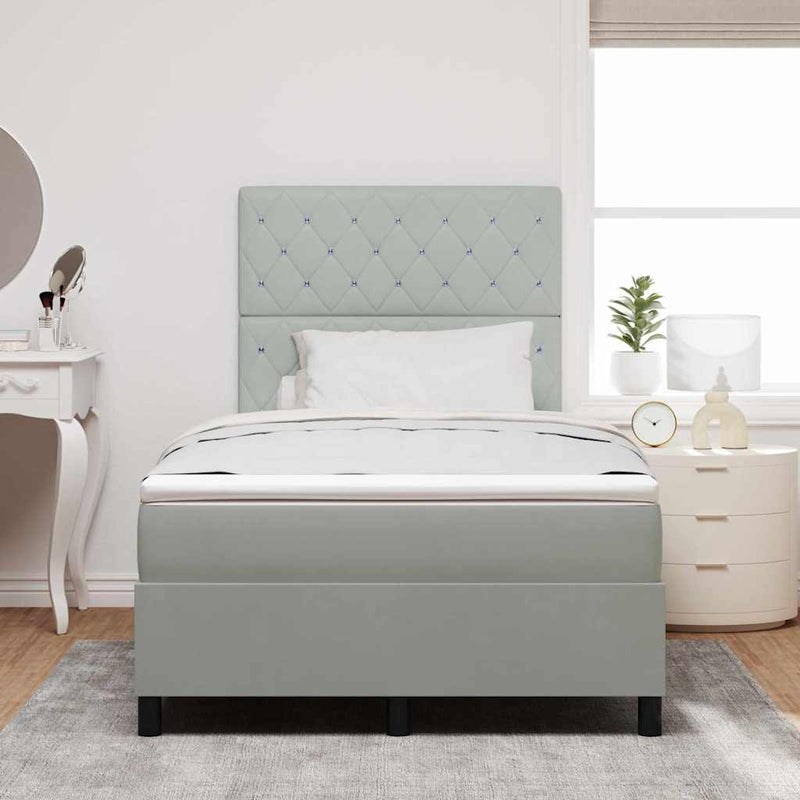 vidaXL Boxrugós ágy matracmal Világosszürke 120 x 190 cm Bársony