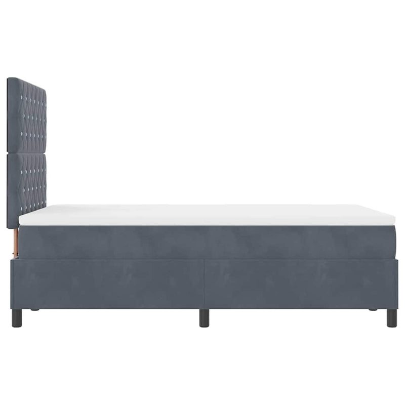 vidaXL Boxrugós ágy matracmal Sötétszürke 120 x 200 cm Bársony