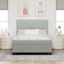 vidaXL Boxrugós ágy matracmal Világosszürke 140 x 190 cm Bársony
