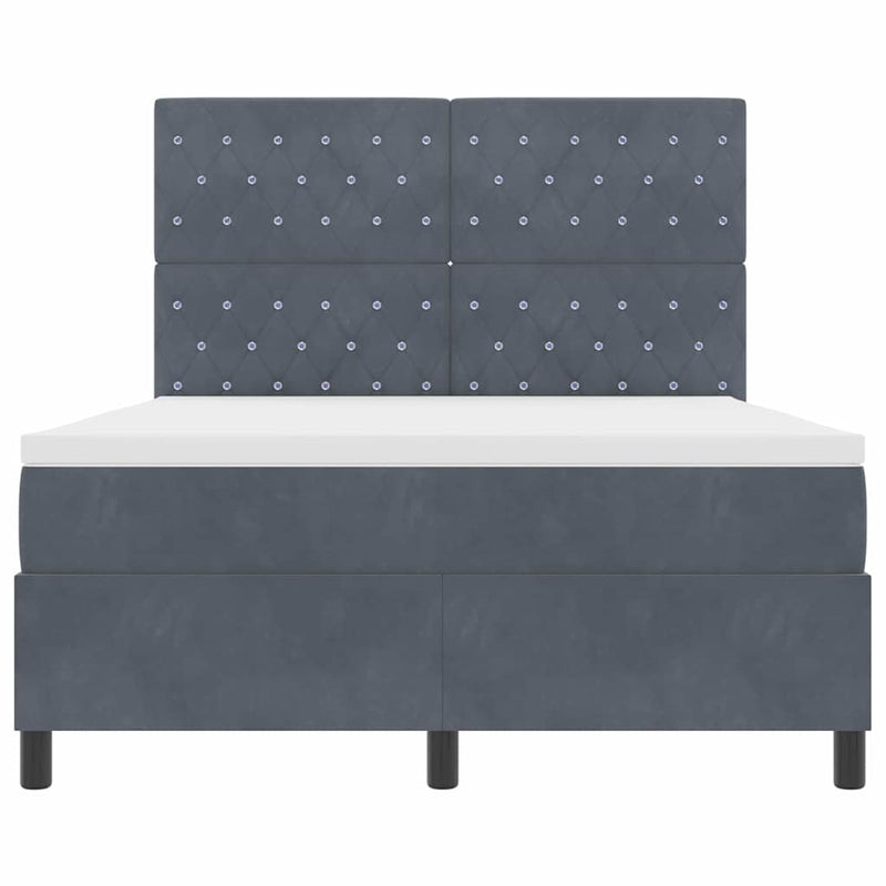 vidaXL Boxrugós ágy matracmal Sötétszürke 140 x 200 cm Bársony