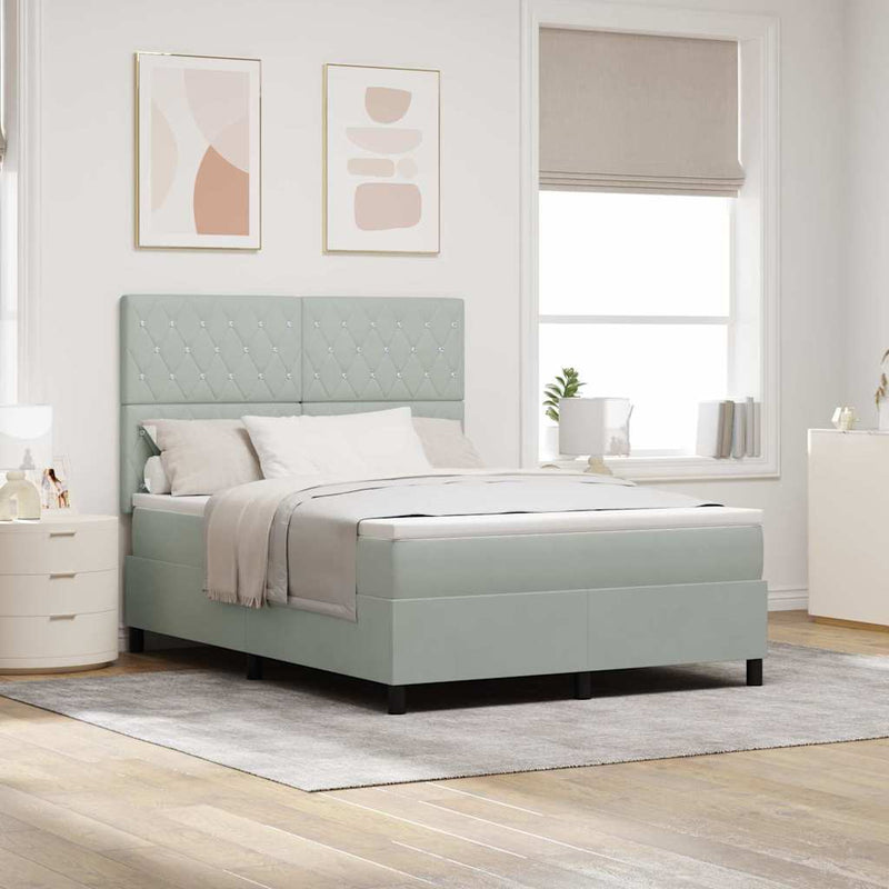 vidaXL Boxrugós ágy matracmal Világosszürke 160 x 200 cm Bársony