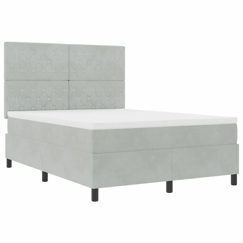 vidaXL Boxrugós ágy matracmal Világosszürke 160 x 200 cm Bársony