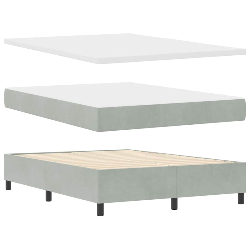vidaXL Boxrugós ágy matracmal Világosszürke 160 x 200 cm Bársony