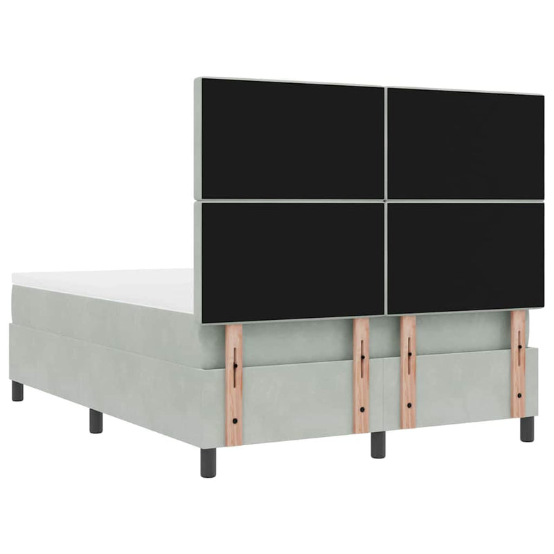vidaXL Boxrugós ágy matracmal Világosszürke 160 x 200 cm Bársony