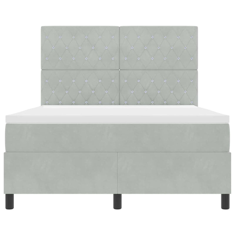 vidaXL Boxrugós ágy matracmal Világosszürke 160 x 200 cm Bársony