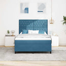 vidaXL Boxrugós ágy matracmal Sötét kék 160 x 200 cm Bársony