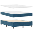 vidaXL Boxrugós ágy matracmal Sötét kék 160 x 200 cm Bársony