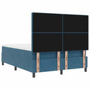 vidaXL Boxrugós ágy matracmal Sötét kék 160 x 200 cm Bársony