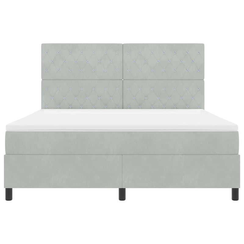 vidaXL Boxrugós ágy matracmal Világosszürke 180 x 200 cm Bársony