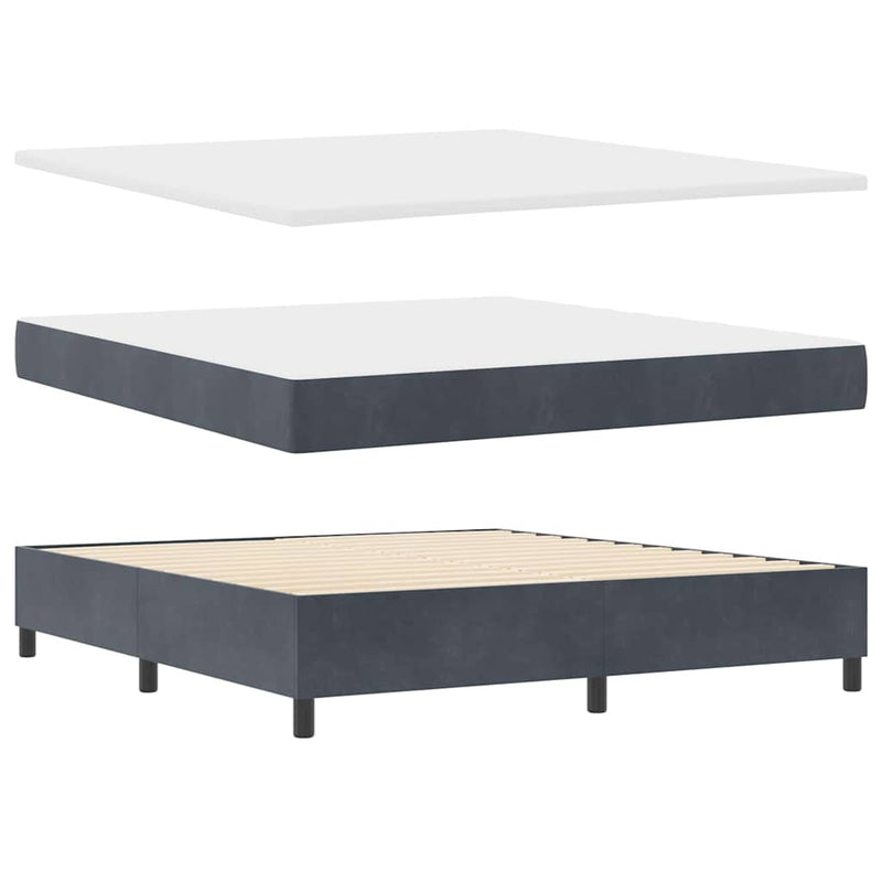 vidaXL Boxrugós ágy matracmal Sötétszürke 180 x 200 cm Bársony