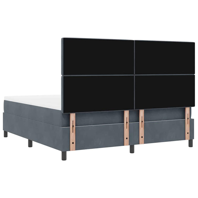 vidaXL Boxrugós ágy matracmal Sötétszürke 180 x 200 cm Bársony