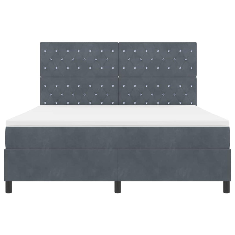 vidaXL Boxrugós ágy matracmal Sötétszürke 180 x 200 cm Bársony