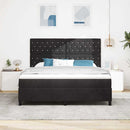vidaXL Boxrugós ágy matracmal fejtámlával Fekete 180 x 200 cm Bársony