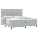 vidaXL Boxrugós ágy matracmal Világosszürke 200 x 200 cm Bársony
