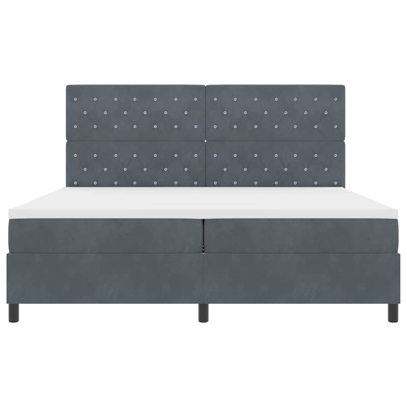vidaXL Boxrugós ágy matracmal Sötétszürke 200 x 200 cm Bársony