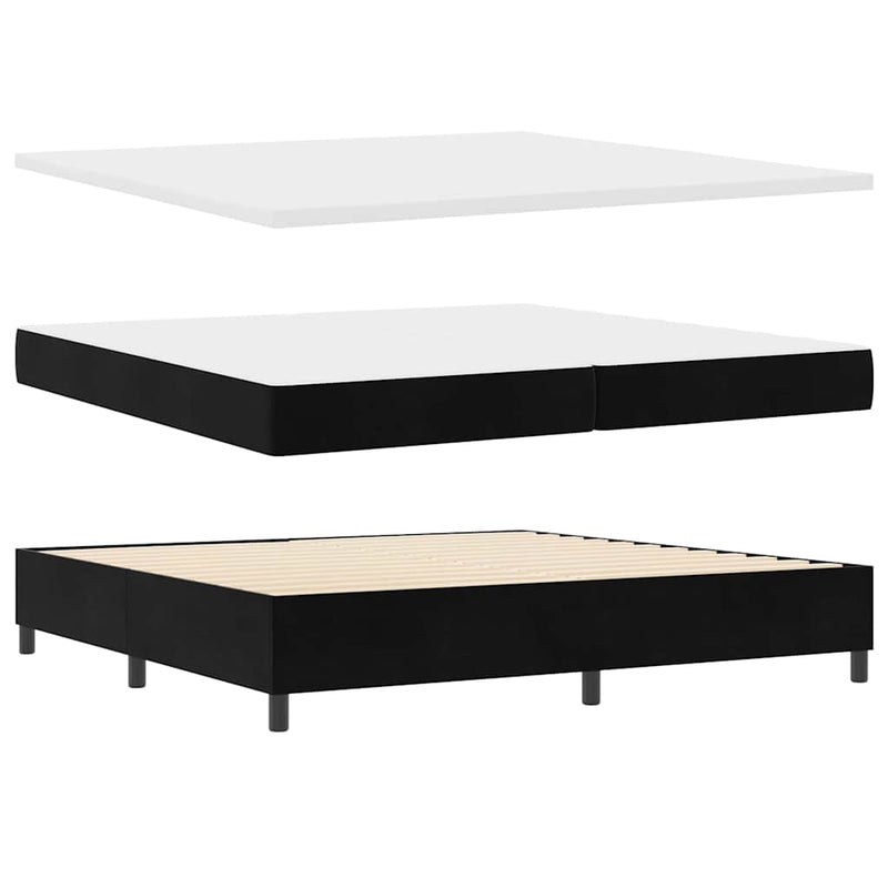 vidaXL Boxrugós ágy matracmal fejtámlával Fekete 200 x 200 cm Bársony