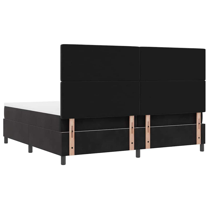 vidaXL Boxrugós ágy matracmal fejtámlával Fekete 200 x 200 cm Bársony