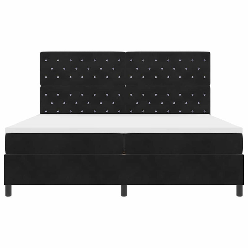 vidaXL Boxrugós ágy matracmal fejtámlával Fekete 200 x 200 cm Bársony