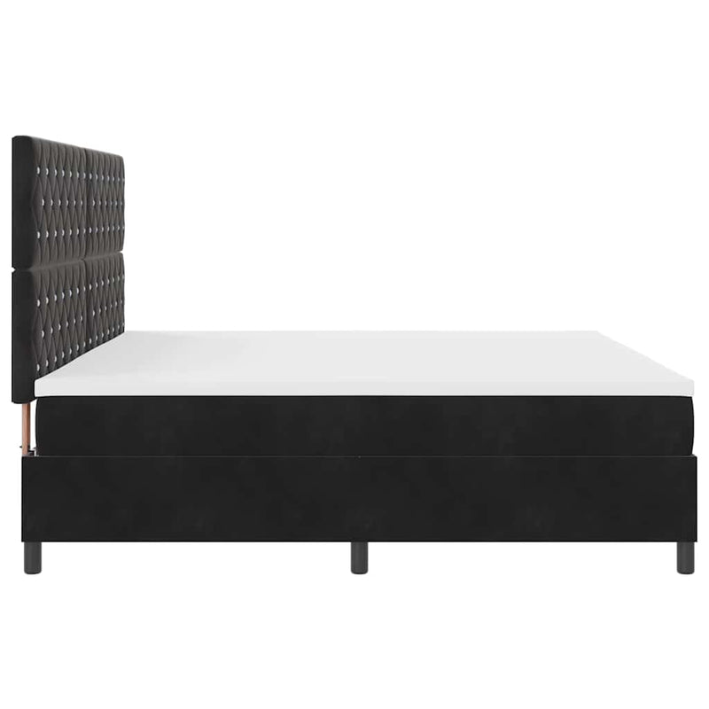 vidaXL Boxrugós ágy matracmal fejtámlával Fekete 200 x 200 cm Bársony