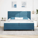 vidaXL Boxrugós ágy matracmal Sötét kék 200 x 200 cm Bársony