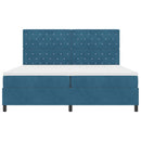 vidaXL Boxrugós ágy matracmal Sötét kék 200 x 200 cm Bársony