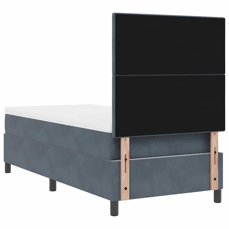vidaXL Boxrugós ágy matracmal Sötétszürke 80 x 200 cm Bársony