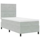 vidaXL Boxrugós ágy matracmal Világosszürke 90 x 190 cm Bársony